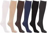 [Winterlace] Women's Trouser Socks, 6 Pairs, Opaque Stretchy Nylon Knee High, Many Colors