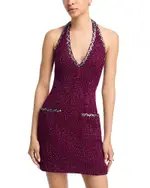 Aqua Tweed Halter Mini Dress - Exclusive