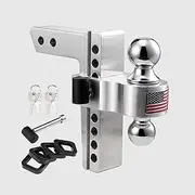 6-Inch Dual Ball Design High-Strength Aluminum Alloy Adjustable Trailer Arm Tow Hook, Dual Ball Automotive Trailer Hitch