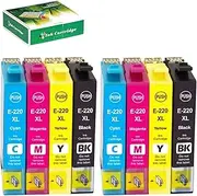 TAAUS Compatible Epson 220XL Ink Cartridges (2BK, 2C, 2M, 2Y) – for Epson Expression Home XP-220, XP-320, XP-324, XP-420, Workforce WF-2630, WF-2650, WF-2660, WF-2750, WF-2760 – 8 Pack