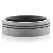 Tensity Tungsten Black Patterned Band Mens Ring