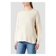 Replay Womens Crew Neck Oversized Sweater In Ribbed Cotton Cream