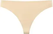 [Generic] Seamless No-Show Thong Panty for Women - Soft Nylon Spandex Blend, Full Back & T-Back Coverage, Low Rise, Breathable, Comfortable for Fitness, Yoga, and Everyday Wear(Beige,1pack)