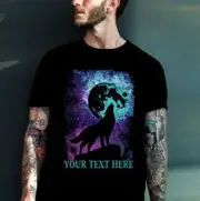 Custom Retro Glowing Wolf Shirt, Wild Wolf howling at the Moon Tee, Wolf Tshirt
