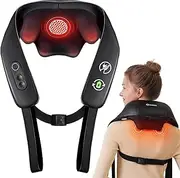 Neck & Shoulder Massager with Heat, Cordless 4D Deep Tissue Kneading Massage, Shiatsu Neck and Shoulder Massage for Neck, Back and Leg Pain Relief, Gifts for Christmas