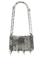 [Paco Rabanne] Paco Rabanne-Silver Nano Bag Metalic Leaves Shoulder Bag Borse A Spalla Silver-Donna OS Silver