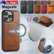 For iPhone 16e 16 15 14 13 12 Pro Max Magsafe Case Magnetic Wallet Leather Cover