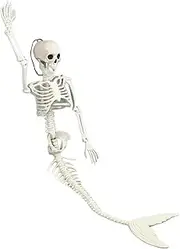 Mermaid Skeleton,33.4in Mermaid Skeleton Life Size Plastic Movable Posable Joints Realistic Halloween Skeleton,Skeleton Mermaid for Outdoor Decorations