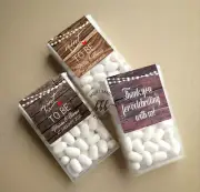 10 Tic Tac Wedding Favour Labels Stickers Mint to Be Personalised Rustic Wood