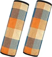 Car Seat Belt Pads 2 Pcs Breathable Seat Belt Shoulder Strap Covers Pad Backpack Shoulder Strap Pad Cover Car Accessories for Adults Child Kids S Autumn Lumberjack Pattern Beige