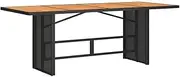 vidaXL Garden Coffee/Dining Table - Poly Rattan, Acacia Wood Top, Powder-Coated Steel Frame, UV-Resistant Black, 190x80cm