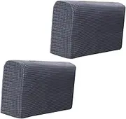 ULDIGI 2pcs Universal Elastic Sofa Armrest Cover Dark Grey Sofa Armrest Towel Protector for Home Office