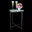 Dilva Stainless Steel Side Table with White Tempered Glass
