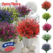 8 Bundles UV Resistant Fake Plastic Plants Outdoor Artificial Flowers Faux