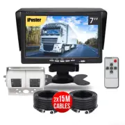 Dual Head 4Pin 2x Reversing Cameras 7" LCD Monitor 12-24v Truck Caravan Rv Van