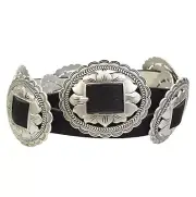 Matching Floral Buckle & Concho Belt in Genuine Suede Leather