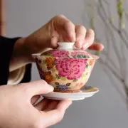 150ml Ceramics Gaiwan Jingdezhen Porcelain Tureen Cup Bowl Lid Saucer Tea Cup
