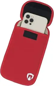 RadiArmor EMF Blocking Cell Phone Sleeve - EMF Blocking Pouch That Fits Most Cell Phones - Updated Version (Red, Large)
