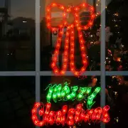 2 Pack Christmas Window Lighted Decorations,Christmas Window Silhouette Lights,D