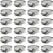 24pcs Stainless Steel Car Vehicle Drive Hose Clamp Fuel Line Worm Clip Hose Clips Metal Fuel Line Clamp Adjustable Worm Drive Hose Clamps for Plumbing,Automotive And Mechanical Applications