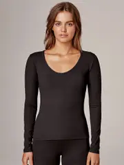 Womens Activewear Ribbed Long Sleeve Tee. Running Bare Ballet Tee
