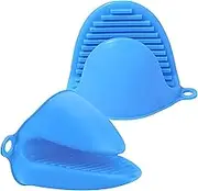 Spendeal Silicone Oven Mitts and Pot Holders 2PCS Kitchen Oven Gloves Oven Mitts Potholder Heat Resistant Non-Slip Grip for BBQ, Baking, Cooking (Blue)
