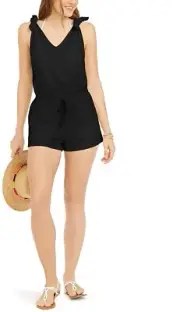 Miken 264154 Woman Juniors' Tie Shoulder Drawstring Terry Romper Size X-Small