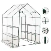 Walk-In Greenhouse 8 Storage Shelves Steel Frame Plant Flower Tunnel Grow House