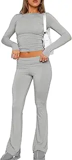 [EviKoo] Women's Lounge Set | Women Fashionable Sweatsuits | Y2K Trouser Lounge Suit | Low Sweatshirt Lounge Sets Tracksuit for Women