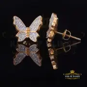 Butterfly Stud Earrings Yellow 925 Sterling Silver Women's 0.50ct Cubic Zirconia