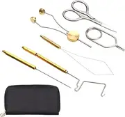 6X Fly Tying Tools Set Threader with Organizer Bag Spare Parts Easy to Use Supplies Fishing Lures Making Bodkin Knot Finisher