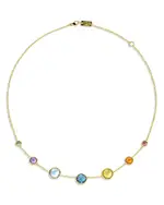Ippolita 18K Yellow Gold Lollipop Rainbow Multi Stone Bezel Collar Necklace, 16-18