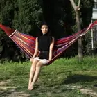 Outdoor Rollover-resistant Single Person Canvas Hammock Portable Beach Swing Bed