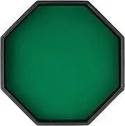 RERIVER Dice Rolling Tray, Green Felt Lined PU Leather Octagon Dice Tray for Dungeon Crawler Games