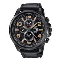 在飛比找PChome24h購物優惠-CASIO EDIFICE 環繞列國雙眼賽車錶-棕字黑x皮帶