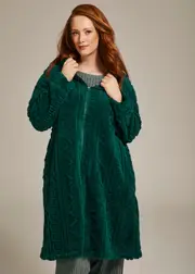 [Taking Shape] Taking Shape Plush Hooded Zip Up Robe Size 26-28 in IVY Green - Plus Size Women's Clothing Ivy Green