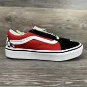 Vans Comfycush Old Skool Kids Black Red Checkerboard Shoes Size 1 Sneakers lace