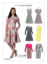 VOGUE SEWING PATTERN 9202 MISSES 6-14 FLARED OR STRAIGHT DRESS W/ PRINCESS SEAMS
