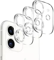 Dengduoduo 【3 Pack】 Camera Lens Protector for iPhone 11 & iPhone 12 Mini,Glitter Bling Sparkle Ultra HD, Tempered Glass, 13H Hardness, Anti-Scratch, Case Friendly, Easy to Install [No Affect on Night Shots]