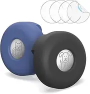 Aircawin Airtag Dog Collar Holder Case(2 Pack),Silicone Pet Collar Case Mount for Apple Airtags,Durable Anti-Lost Air Tag Case Holder Cove for Cat Dog Collars Charms & Backpack Accessories-Black&Blue