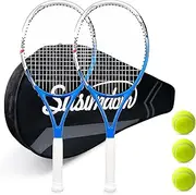 Tennis Rackets for Adults Pre-Strung 27 Inch Tennis Racquets 2 Player Set with 3 Balls 1 Bag
