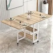 Exquisite Compact Folding Dining Table with Storage Rack and 6 Wheels for Kitchen Foldable Craft Table with Shelf Extendable and Versatile Space Saving Design in 3 Forms