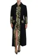 Dolce & Gabbana Black Gold Jacquard Long Trench Coat Jacket