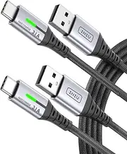 USB C Cable, [2 Pack 2+2m ] QC 3.0 Fast Charging USB Type C Cable, INIU 3.1A Nylon Braided Phone Charger USB-C Cord Charge for iPhone 16 15 Pro Max Samsung Galaxy S22 S21 S20 S10 Plus Note 10 LG etc
