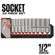 1/2" Socket Set Rail - 10 Pieces