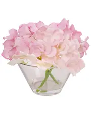 National Tree Company 8In Mixed Mauve Hydrangea Bouquet In Glass Vase