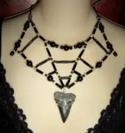 Shark Tooth Spider Web Necklace
