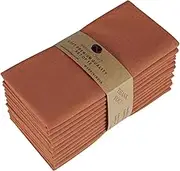 Cloth Napkins Set of 12 Cotton Linen 18x18 Inch - Soft Durable Washable - Ideal for Farmhouse Party Spring Summer Easter - Perfect Everyday Use Table Linen - Rust