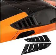 Car Rear Side Window Louvers Compatible for Chevrolet Corvette C7 2014-2019 Triangular Window Glass Blinds(Bright Black)