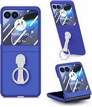 Cell Phone Flip Case Cover Slim Case Compatible with Motorola Razr 40 Ultra Case with Outer Screen Protector and Kickstand Anti-Drop Protective Back Case Ultra Thin Hard PC Case (Color : Blue)